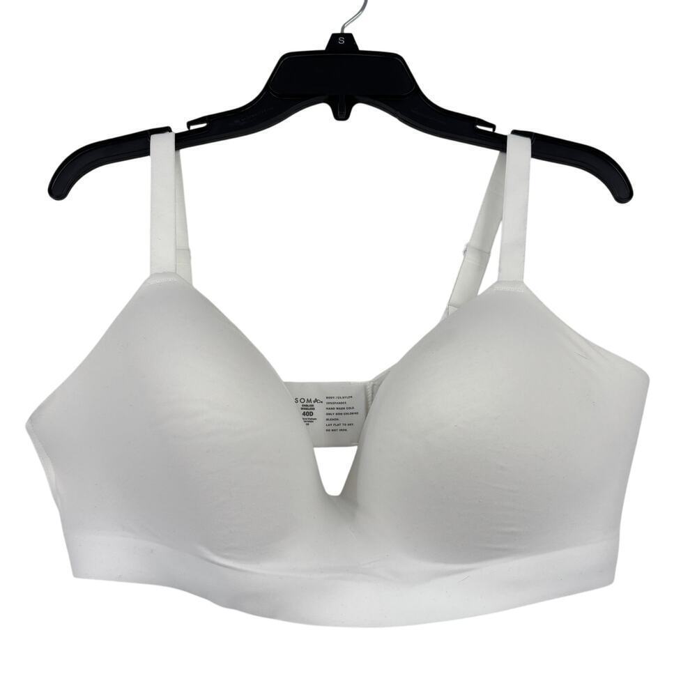Soma Enbliss Wireless T-Shirt‎ Bra Size 40D White Padded Contour Comfort